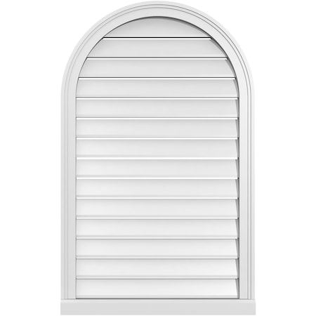 Ekena Millwork Round Top Surface Mount PVC Gable Vent: Functional, w/ 2"W x 2"P Brickmould Sill Frame, 26"W x 42"H GVPRT26X4203SF